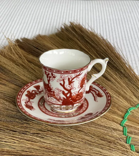 Antique Crown Staffordshire Indian Tree Demitasse Espresso Cup & Saucer