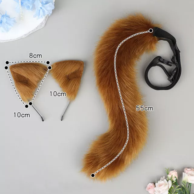 Simulation Cat Ears Tail Set Cosplay Props Plush Fox Ear Hair Hoop Accessories 2