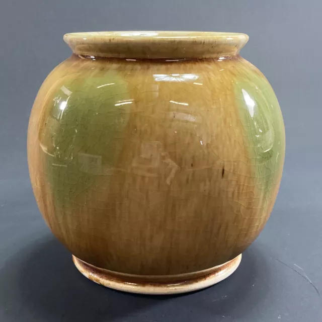 Vintage Bendigo Waverley Ware 213 Australian Drip Glaze Pottery Deco Bowl Vase