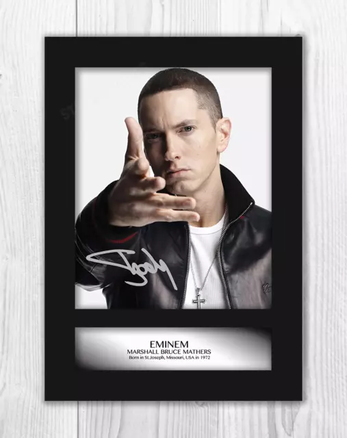 Eminem A4 signed mounted photograph picture poster Choice of frame