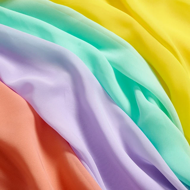 Solid Chiffon Fabric Polyester Dress Sheer 58'' Wide By the Yard All Colors