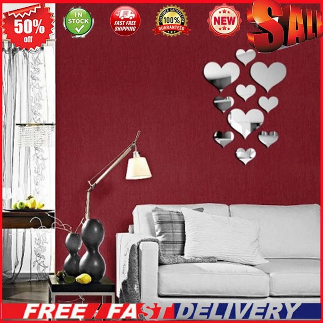 10 pz adesivi da parete a specchio cuore resistenti fai da te soggiorno parete matrimonio rimovibile
