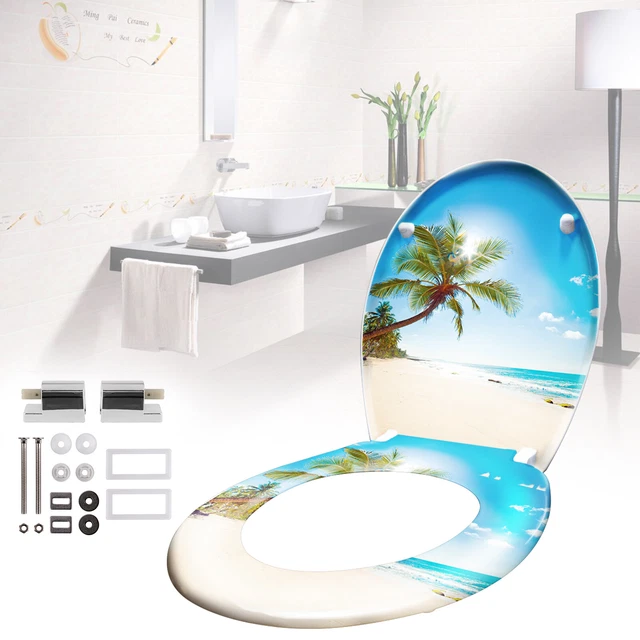 NLDWA 3D WC-Sitz Aufkleber Set 29x29cm - Wasserdichte PVC Toilettenaufkleber Meer Motiv | Für WC-Deckel, Auto & Türen