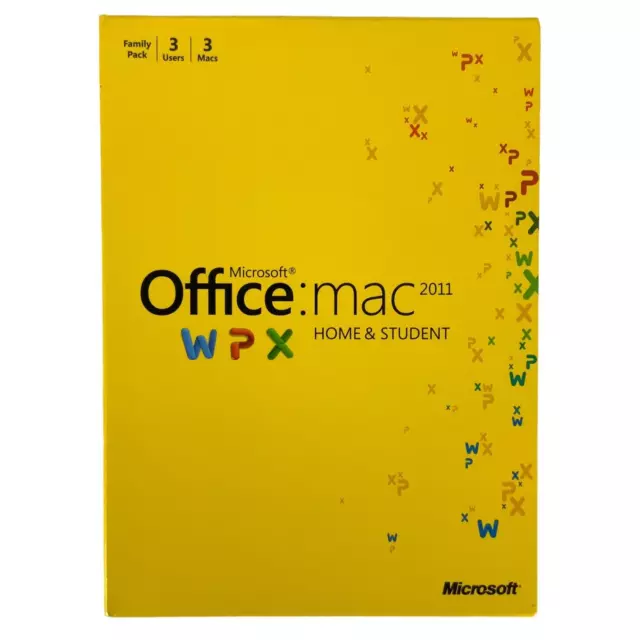 Microsoft Office MAC 2011 Home and Student Family Pack 3 Users with Product Key