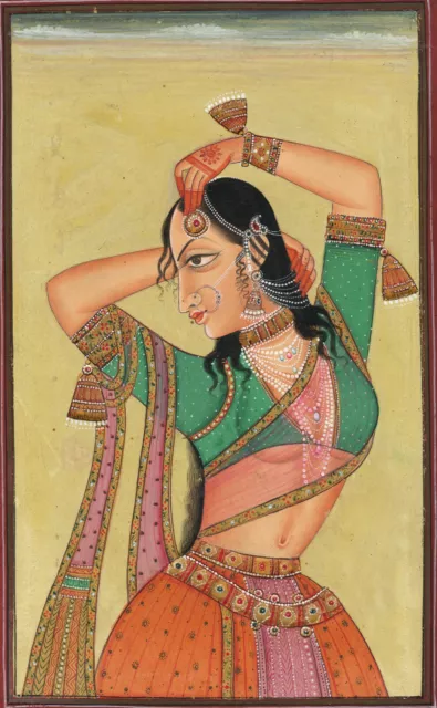 Porträt Malerei Von Indianer Damen Von Ragamala Bild Ragini Kunst 14x21.6cm 2