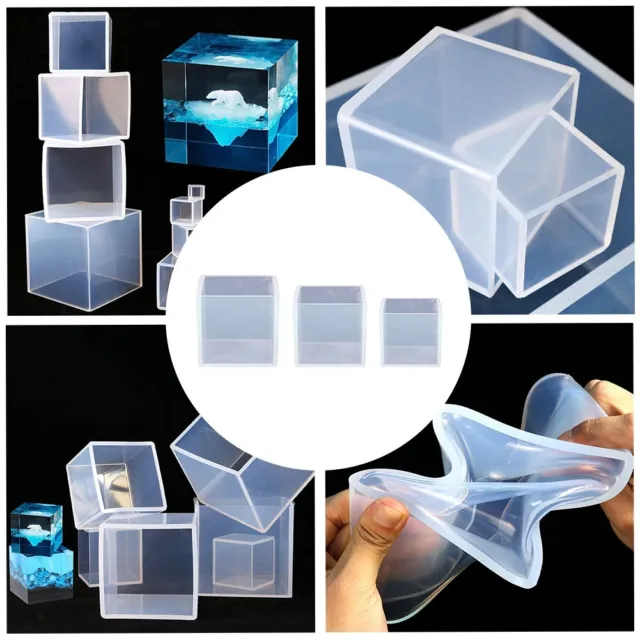 Würfel Silikon Formen zum Selbermachen Kunsthandwerk 3er Set Kristall Epoxidhar