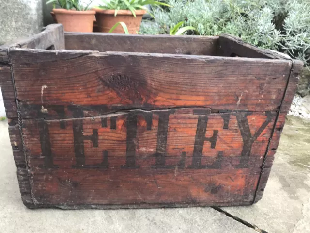 vintage original TETLEY walkers crate storage wooden beer retro chic