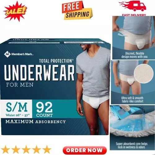Nueva ropa interior Member's Mark para hombre pequeña/mediana protección total incontinencia