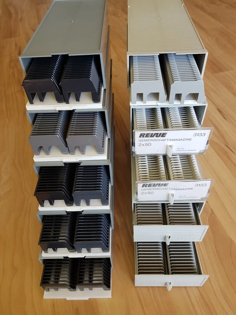 10 (6+2 Doppel)- Dia Magazinboxen für 1.000 Dias - 50er Universalmagazine Diabox