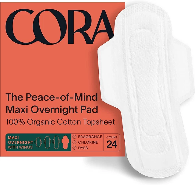 Maxi almohadillas de hoja superior de algodón orgánico Cora - Maxi absorción nocturna |