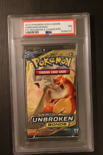 Pokemon Foil Pack Unbroken Bonds Reshiram & Charizard PSA GRADED Near Mint 7