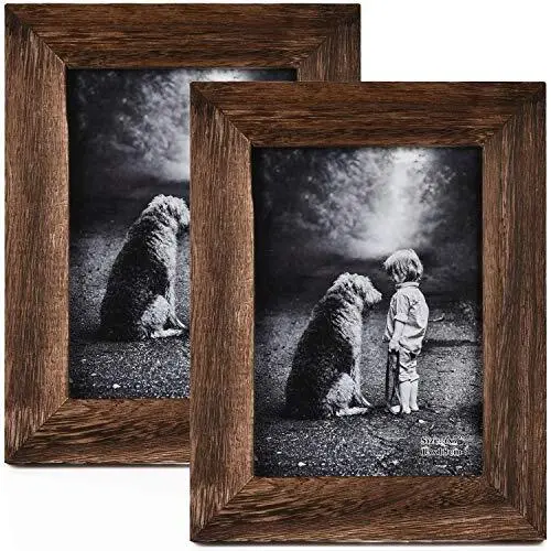 -5x7 Picture Frame, Natural Solid Wood Photo Frame 5*7"，2 pk Carbonized Black