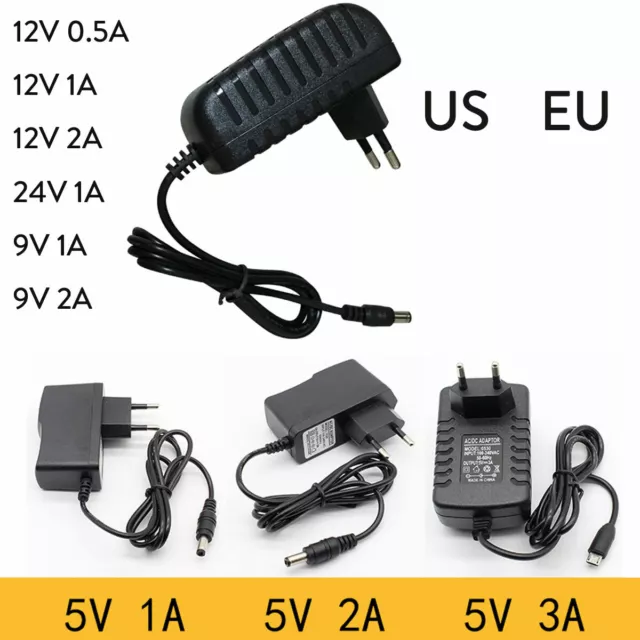 100-240 V AC zu DC Netzteil Ladegerät 24 V 9V 5V 3 V 12V 1A 2A 0,5A EU Stecker