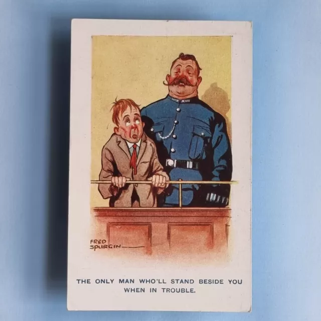 Comic-Postkarte C1920 Fred Spurgin Court Dock Polizist in Schwierigkeiten