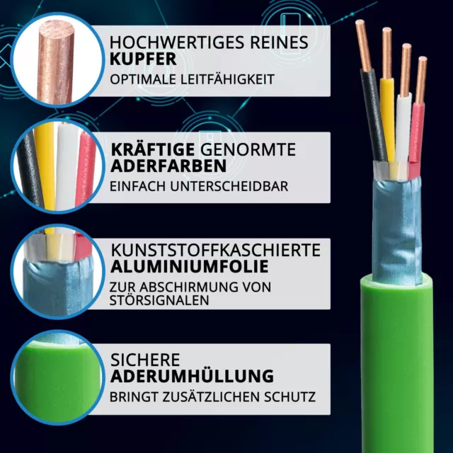 (0,63€/m) EIB Busleitung Kabel EIB-Y(St)Y 2x2x0,8 - grün - 100m - NEU 2