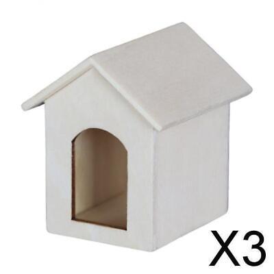3X 1/12 maison de poupée en bois chien animal maison Simulation modèle bébé