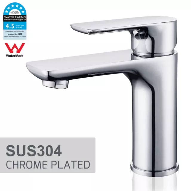 Chrome Lead Free Basin Mixer Bathroom Vanity Cabinet Sink Tap Faucet Round WELS