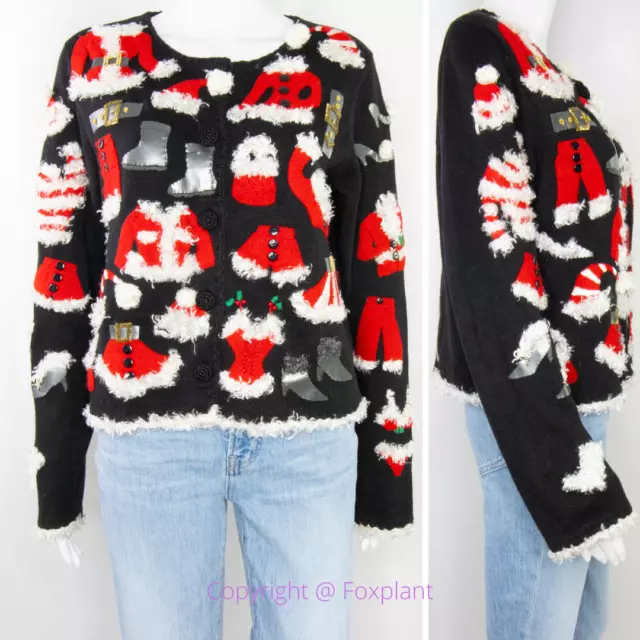 Michael Simon Christmas ugly sweater, cardigan, button up, women's size L
