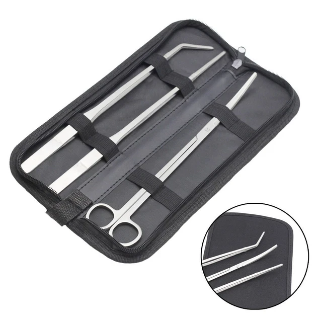 Set 3 Pinze e Spatole per Manutenzione Piante Acquario in Acciaio Inox Forbice