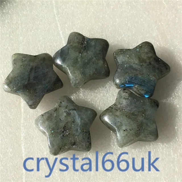 Natural Labradorite star carved quartz Gemstone crystal pentagram Healing 10pcs