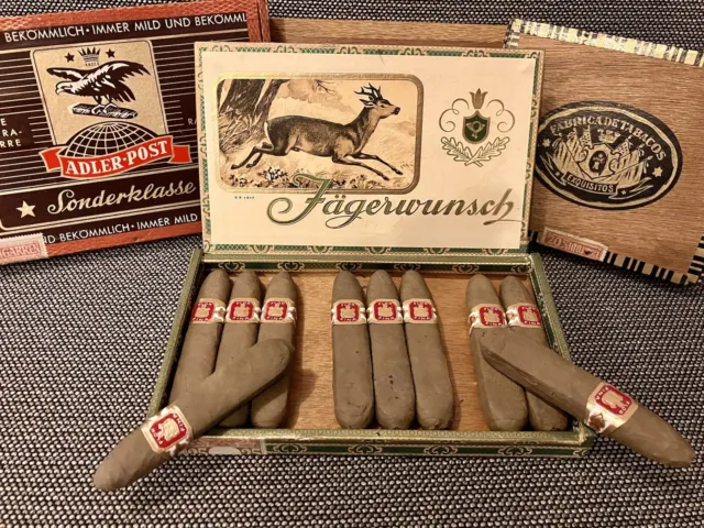 Alte Zigarrenkiste Jägerwunsch Flor Fina für Dekoration