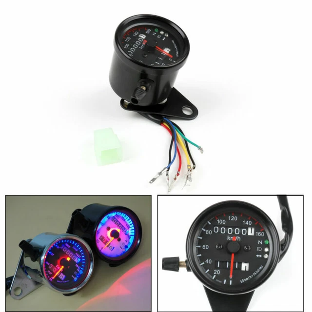Motorcycle Dual Odometer KMH compteur de vitesse Gauge LED Backlight Signal E3