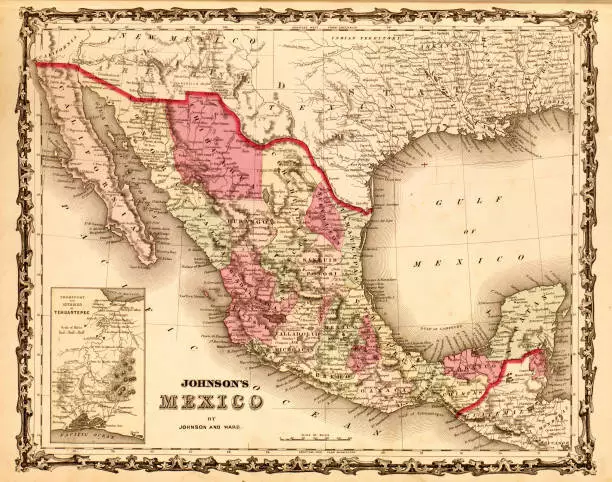 Map Of Mexico 1862 Old Photo Print