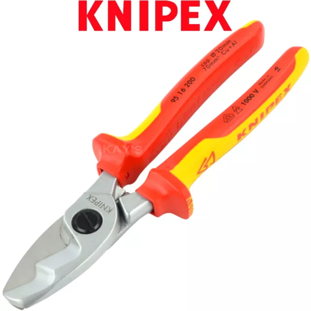 Knipex 200mm 8" Fully Insulated VDE Cable Wire Cutter Shears Pliers 95 16 200