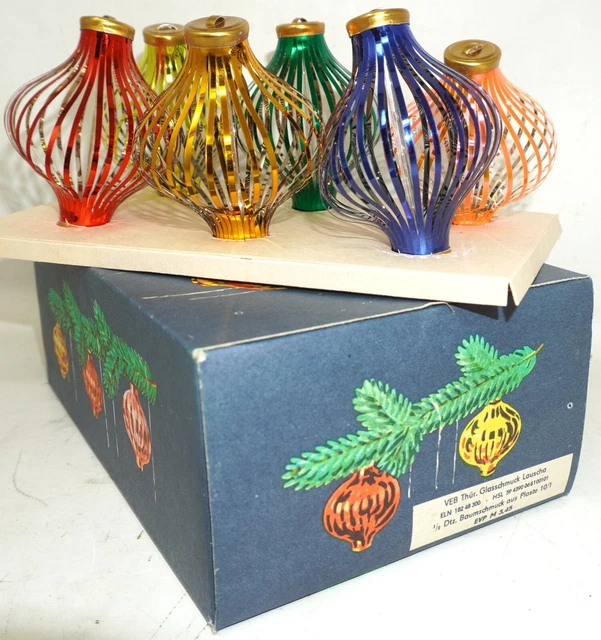 CHRISTBAUMKUGELN CHRISTBAUMSCHMUCK FADENKUGELN DDR VEB Glasschmuck