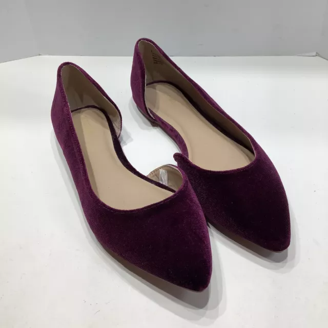 Women's Mossimo Supply Co Burgundy Velvet D'Orsay Flats Pointed Toe Size 6M New