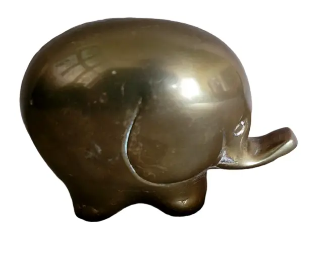 Vintage 60's Elephant Trunk Up Paperweight Figurine Good Luck Solid Bronze