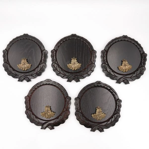 5 Pieza Keilerschilder Tallado Oscuro Af 16 CM Con 5 X Hoja de Roble Portada