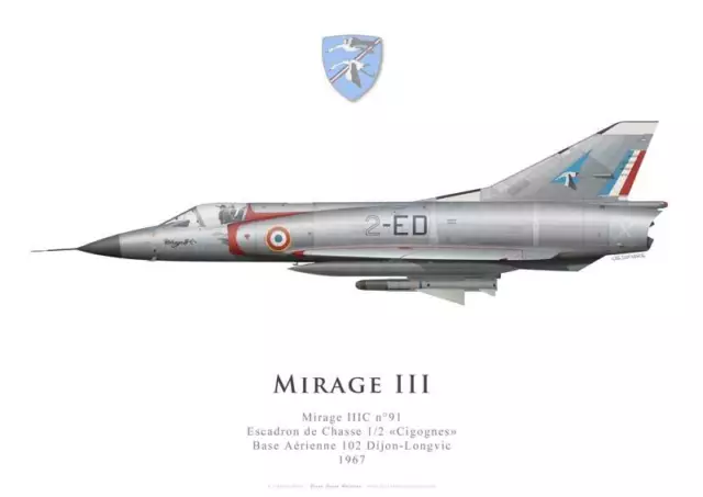 Print Mirage IIIC, EC 1/2 "Cigognes", French Air Force (par G. Marie)