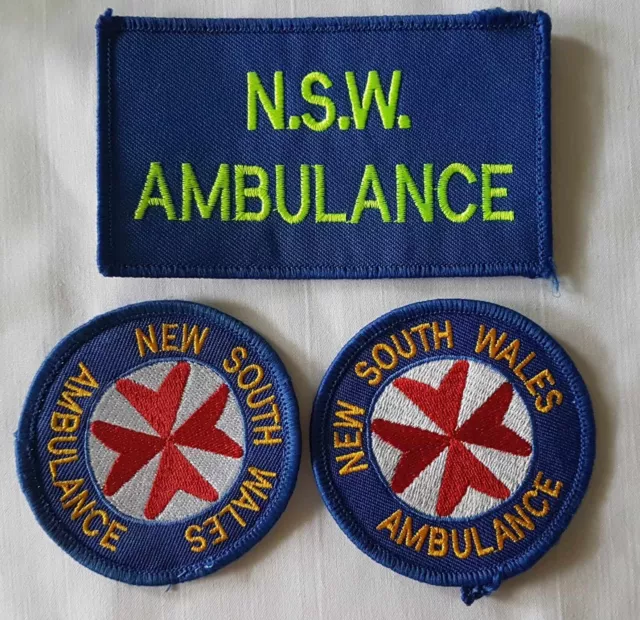 Vintage Obsolete NSW Embroidered Patches Rescue Ambulance