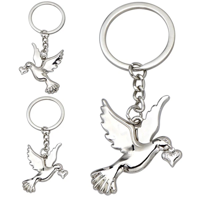 Metal Keychain Bird Pendant Key Holder Peace Dove Keychain Bag