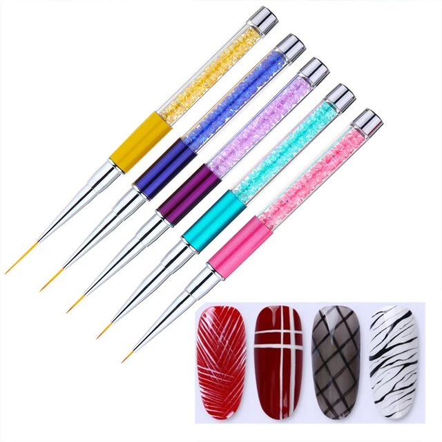 Estilo Delineador de uñas Pluma UV Gel Cepillo Manicura Pintura Dibujo Líneas Rejilla Rayas