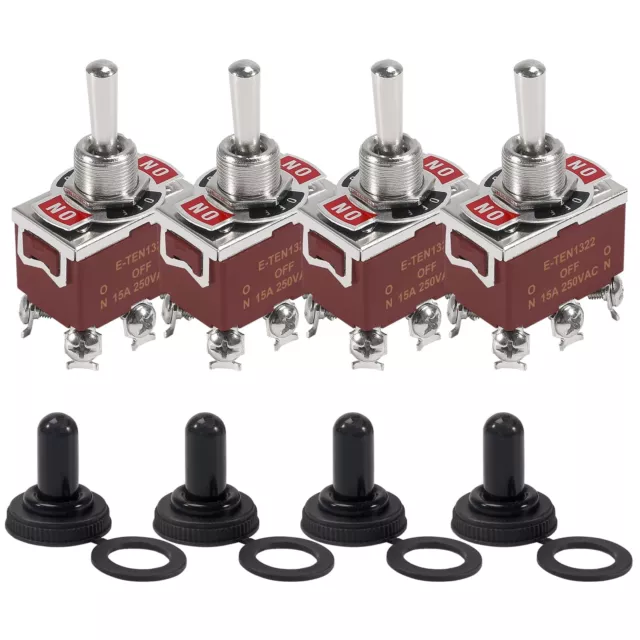 ACEIRMC 4Pcs Momentary Toggle Switch 12V DC 30A DPDT (ON)-Off-(ON) 6 Pin 3 Po...