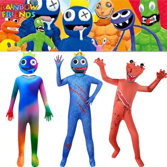 Halloween Roblox Rainbow Friends Kids Cosplay Costume Green Rainbow Friends  Jumpsuit 5-12 Years