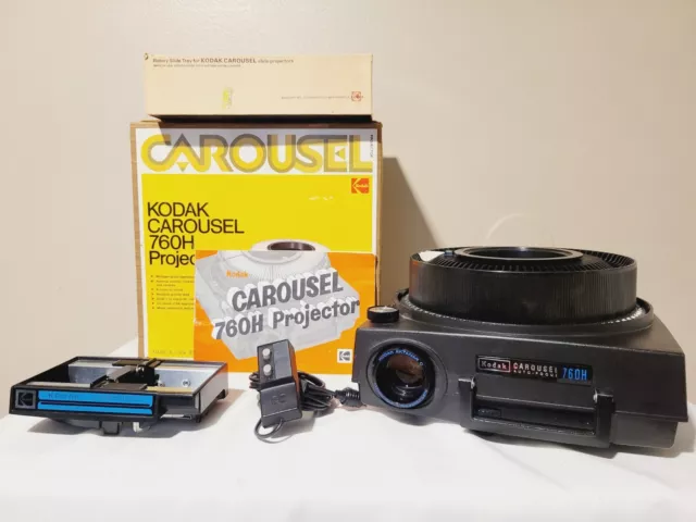 Kodak Carousel 760H Slide Projector Bundle Manual Remote Box Loader Tested