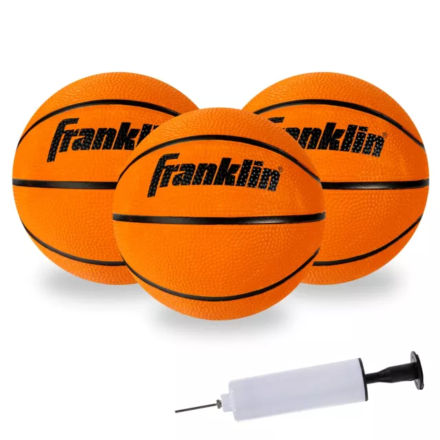 Franklin Sports Indoor + Outdoor Rubber Mini Basketballs - Pack Of 3 Mini Basket