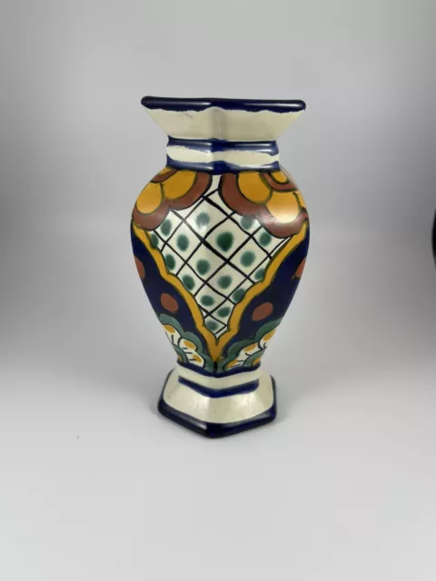 Handcrafted Garay Talavera Mexican Pottery Lead Free 6.5 Inch Flower Vase