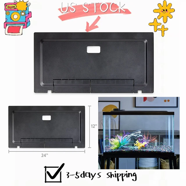 Fish Tank Hood Aquarium Top Cover with LED Light Rectangular Black 20-Gallon