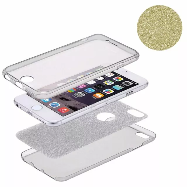 Full TPU Case für Apple iPhone SE 2022 Schutz Hülle Handy Glitzer Cover 360 Grad