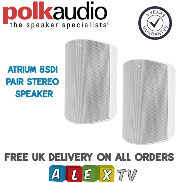  Polk Audio Atrium 5 Outdoor Speakers with Powerful Bass (Pair,  White), All-Weather Durability, Broad Sound Coverage, Speed-Lock Mounting  System : Electronics