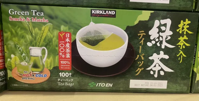 Kirkland ITO EN Japanese Green Tea Matcha Blend Leaves-100 Tea Bag Pack