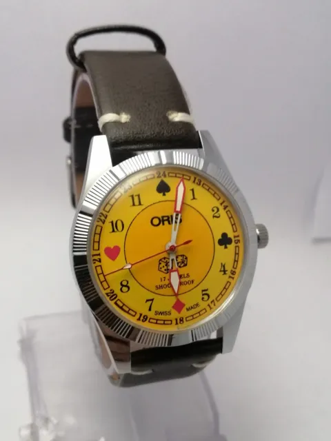 Vintage Swiss Yellow Dial Mechanical Hand Winding wristwatch FHF ST 96 17 Jewels