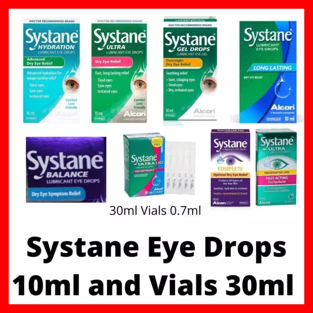 SYSTANE Lubricating Eye Drops for Dry Eyes 10ml EACH and SYSTANE ULTRA UD 30 Via