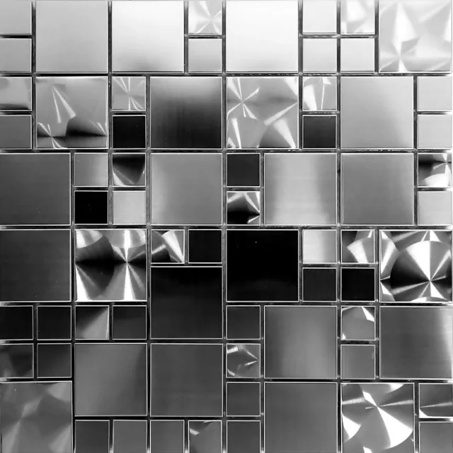 Unique Stainless Steel Pattern Mosaic Tile Kitchen Backsplash Bath Wall