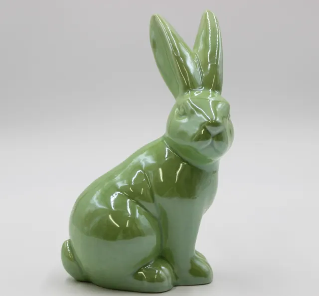 Pasqua Coniglio di Decorazione Seduto Verde Galvanizzato Porcellana 19 CM Alto