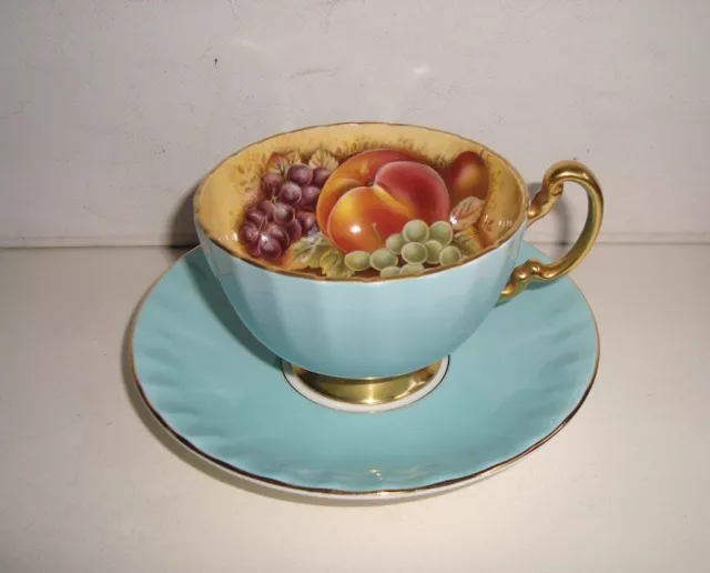 Vintage Aynsley Bone China Orchard Fruit Cabinet Tea Cup & Saucer